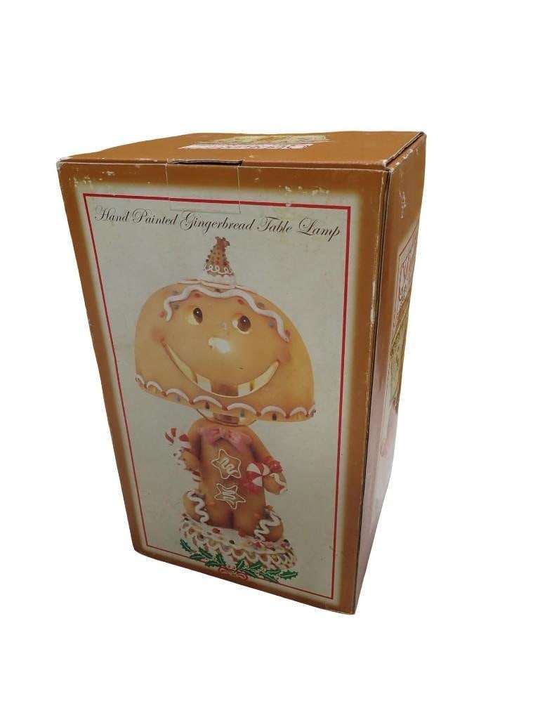 Hand Painted Gingerbread Table Lamp Appears New in Box (1 of 6)