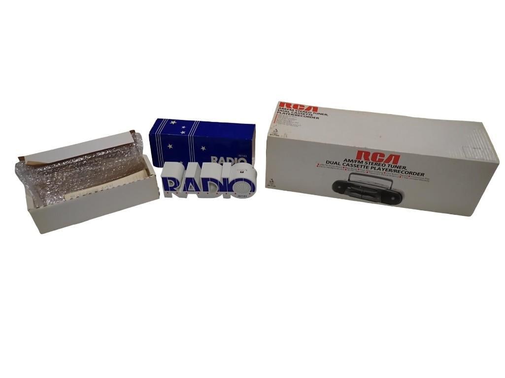 2 Radios incl Avon AM/FM Portable Radio Appears New in Box and RCA AM/FM Dual Cassette Stereo Tuner (1 of 9)