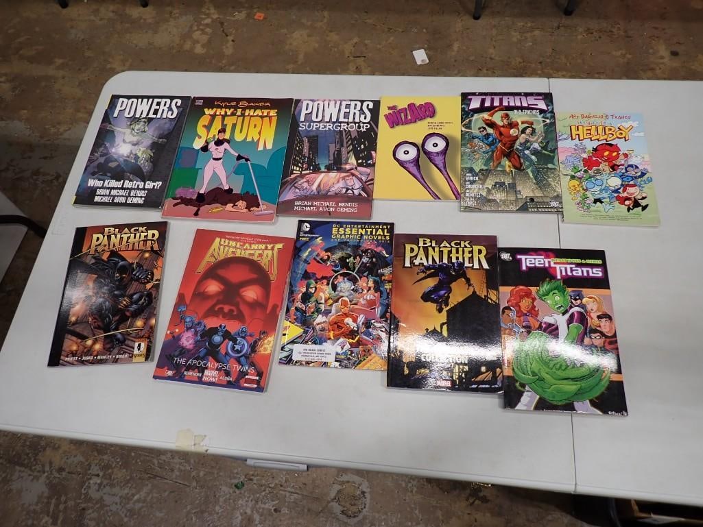 Lot of Graphic Novels incl Black Panther, Marvel, DC, Titans, Hellboy, Powers, Kyle Baker, (1 of 8)