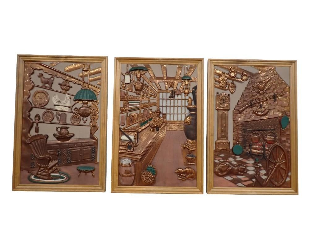 Set of 3 Philip Taub 3D Wall Hangings Each Measures 31" x 21" (1 of 9)