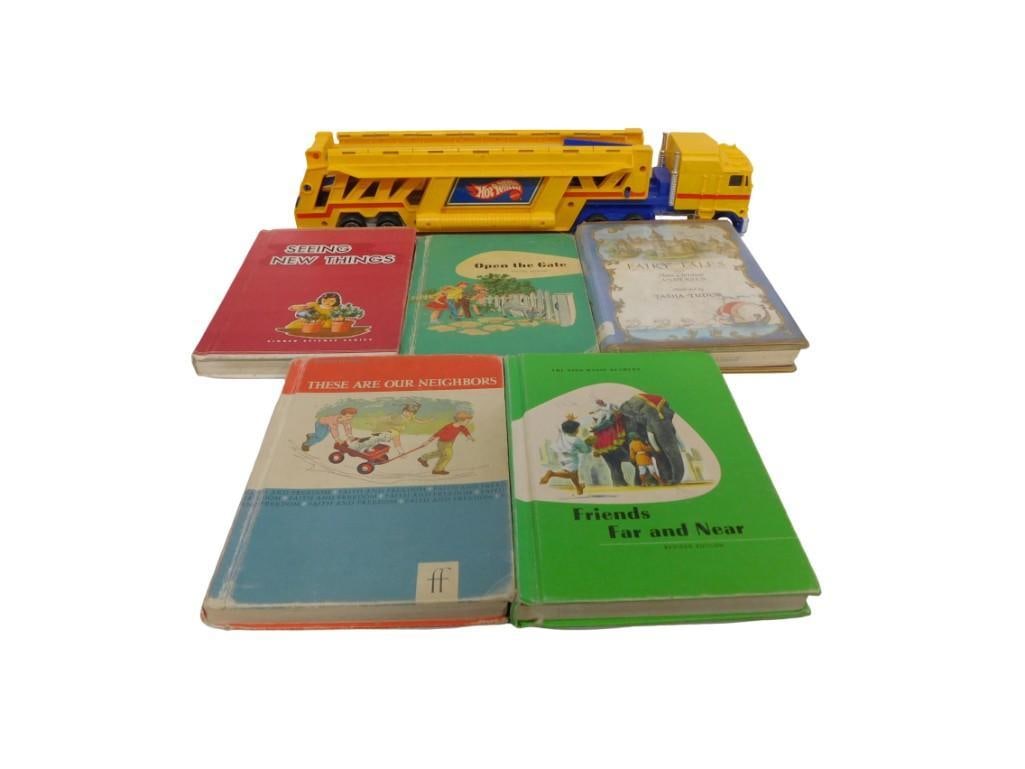 Hot Wheels Car Carrier Semi Truck and Vintage Children's Books: Hot Wheels Car Carrier Semi Truck and Vintage Children's Books All pictures are considered part of the description and should be examined carefully by bidders. Live Auctioneers is now offering Liv