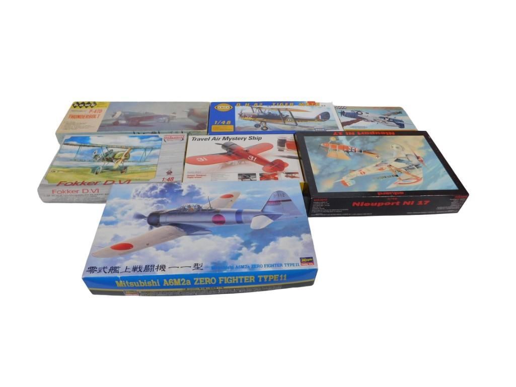 Lot of 7 Vintage Airplane Model Kits including Hawk, Hasegawa, Eduard, Smer, etc: Lot of 7 Vintage Airplane Model Kits including Hawk, Hasegawa, Eduard, Smer, etc All pictures are considered part of the description and should be examined carefully by bidders. Live Auctioneers is no