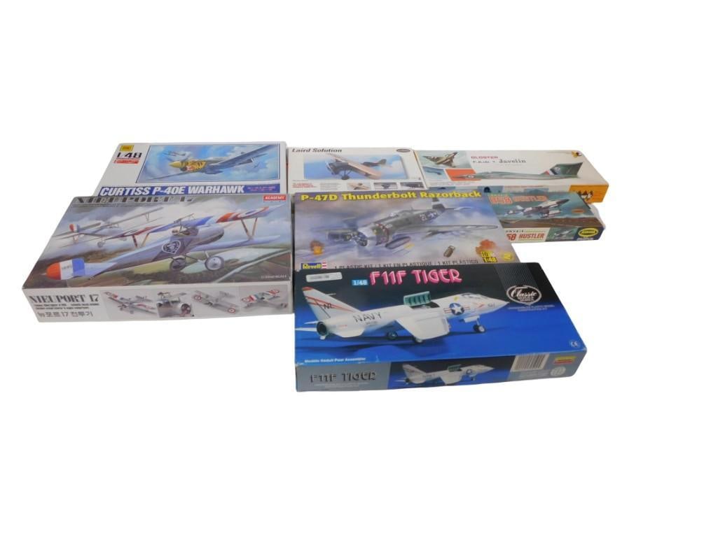 Lot of 7 Airplane Model Kits including Revell, Hawk, Academy, Otaki, Testors, etc (1 of 9)