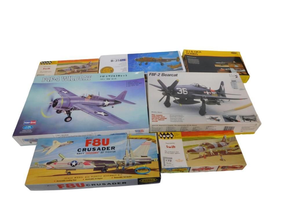 Lot of 7 Airplane Model Kits including Hawk, Aurora, Revell, Testors, etc (1 of 16)