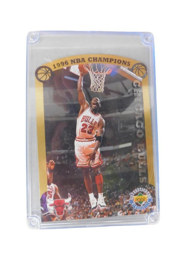 1996 Upper Deck Authenticated Michael Jordan "1996 NBA Champions" oversized jumbo trading card (1 of 4)