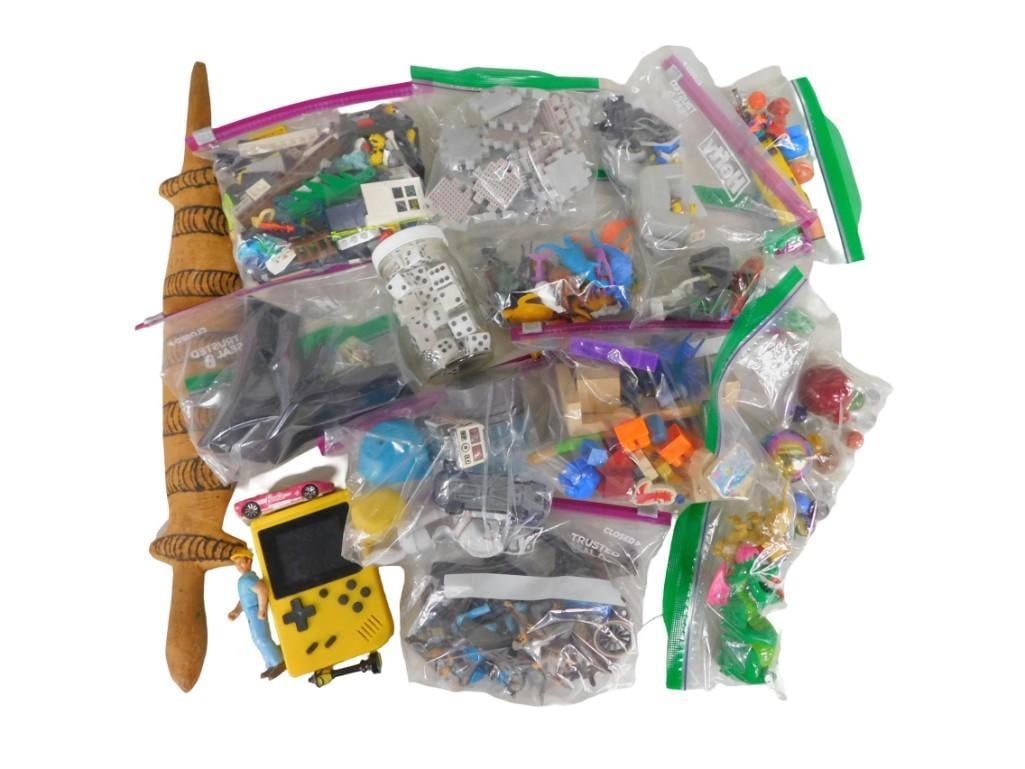 Toy Lot including Die-Cast Cars, Barbie, Lego or Compatible, Dice, Dinosaurs, etc. (1 of 5)