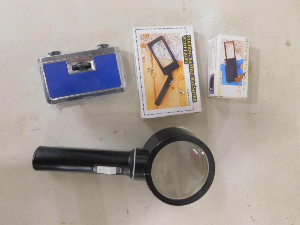 Vintage Retractable Magnifier Lights, Folding Pocket Binoculars (1 of 5)