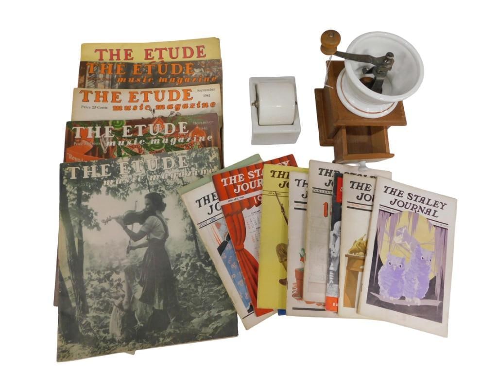 Vintage Coffee Grinder, Porcelain Stamp / Envelope Moistener, The Etude Music Magazines, The Staley (1 of 5)
