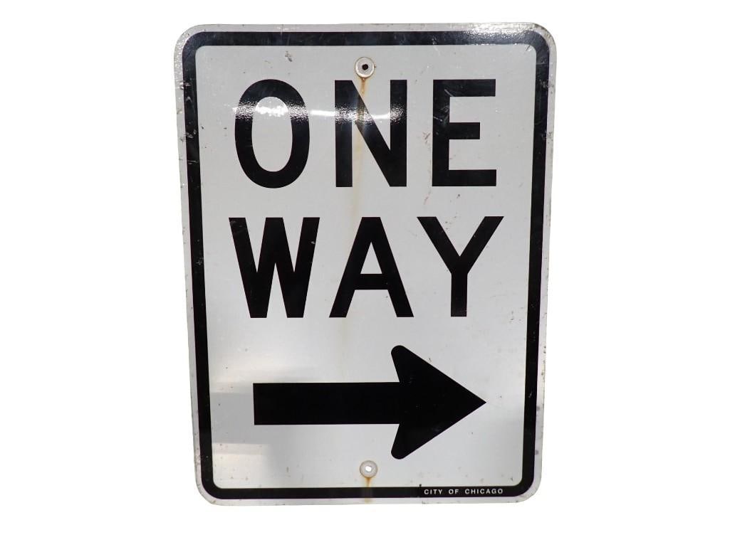 One Way Road Sign: One Way Road Sign All pictures are considered part of the description and should be examined carefully by bidders. Live Auctioneers is now offering Live Shipping through them. This is an optional paym