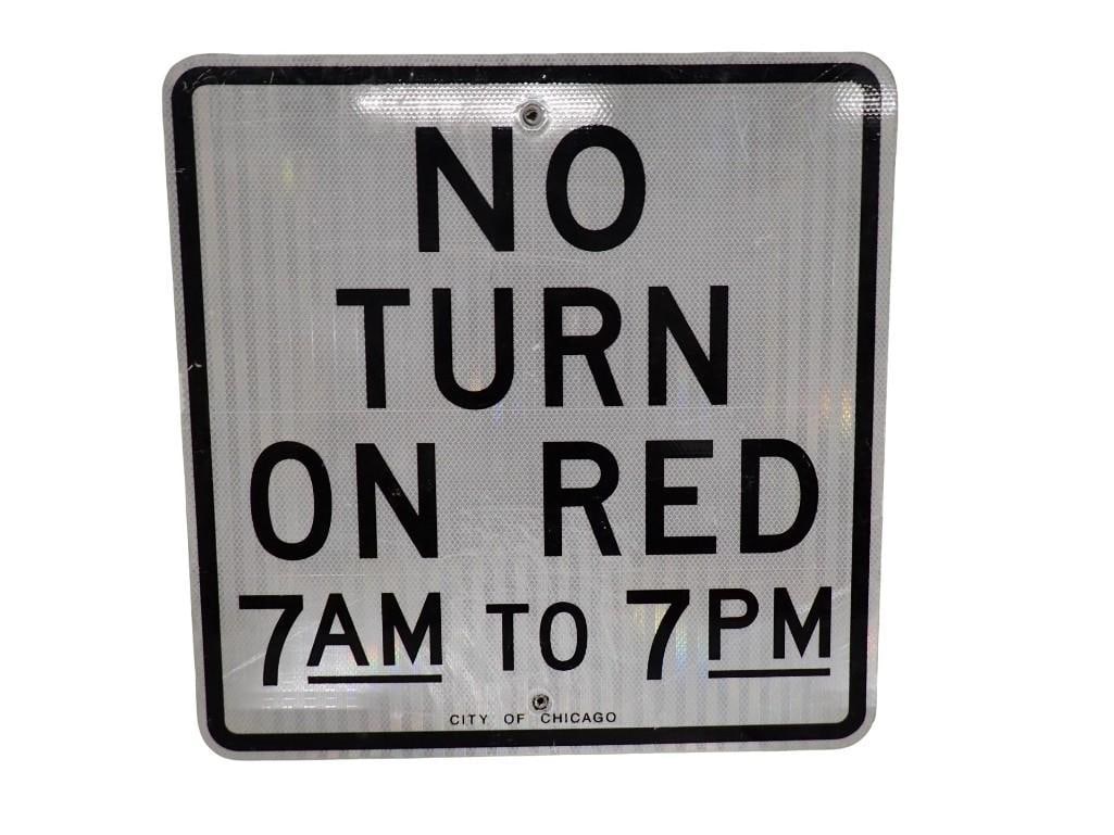 No Turn on Red Street Sign: No Turn on Red Street Sign All pictures are considered part of the description and should be examined carefully by bidders. Live Auctioneers is now offering Live Shipping through them. This is an opti