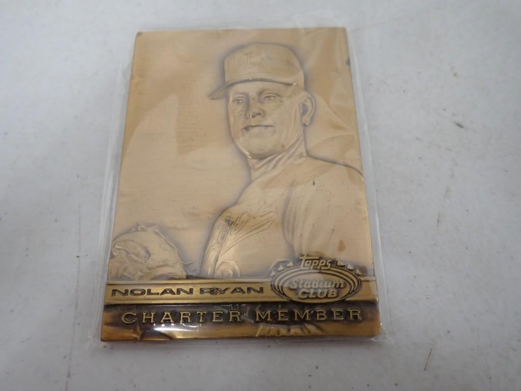 Vintage 1991 Topps Stadium Club Nolan Ryan Charter Member bronze medallion card: Vintage 1991 Topps Stadium Club Nolan Ryan Charter Member bronze medallion card All pictures are considered part of the description and should be examined carefully by bidders. Live Auctioneers is now