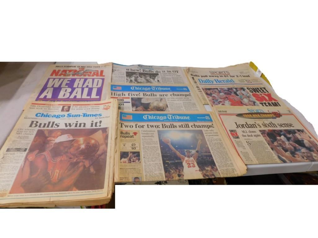 Chicago Bulls Newspaper Lot including Michael Jordan, Championship Wins, etc. (1 of 10)