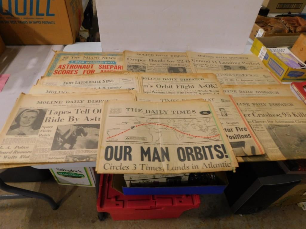 Vintage Space Race Newspapers including Alan Shepard, Neil Armstrong, Gemini, Grissom, Glenn, etc.: Vintage Space Race Newspapers including Alan Shepard, Neil Armstrong, Gemini, Grissom, Glenn, etc. All pictures are considered part of the description and should be examined carefully by bidders. Live