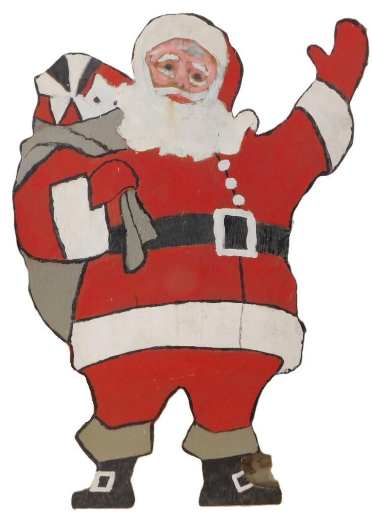 Vintage Wooden Cutout Hand Painted Christmas Santa Claus: Vintage Wooden Cutout Hand Painted Christmas Santa Claus All pictures are considered part of the description and should be examined carefully by bidders. Live Auctioneers is now offering Live Shipping