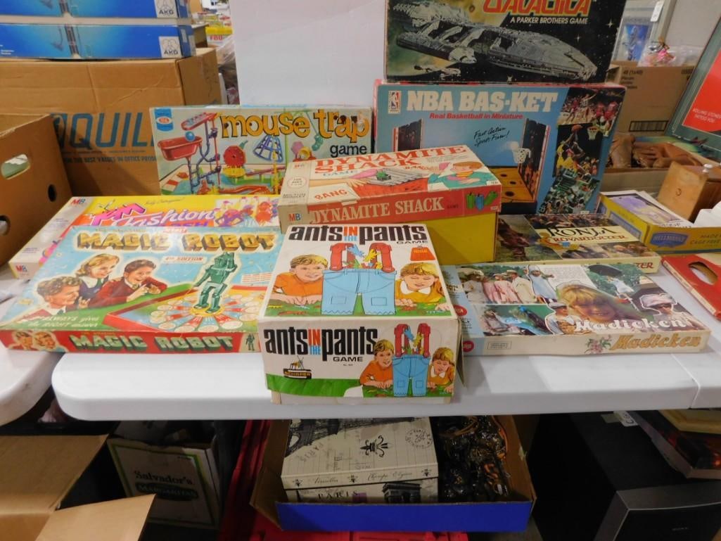 Vintage Game Lot including Mouse Trap, NBA Bas-Ket, Magic Robot, Jem Fashion, Battlestar Galactica: Vintage Game Lot including Mouse Trap, NBA Bas-Ket, Magic Robot, Jem Fashion, Battlestar Galactica, etc. All pictures are considered part of the description and should be examined carefully by bidders