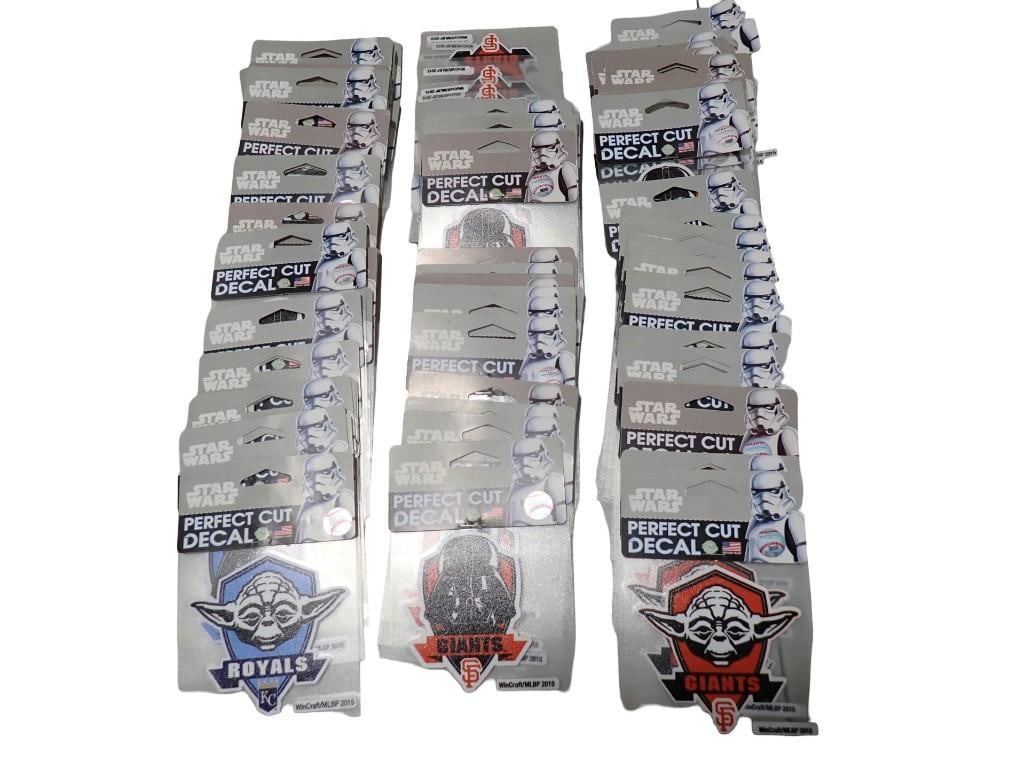 Lot of New Star Wars MLB Baseball Perfect Cut Decal Stickers: Lot of New Star Wars MLB Baseball Perfect Cut Decal Stickers All pictures are considered part of the description and should be examined carefully by bidders. Live Auctioneers is now offering Live Ship