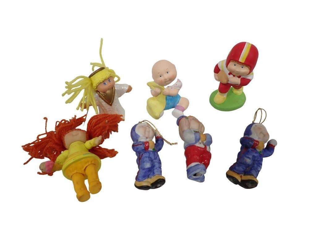 Lot of Cabbage Patch Kids Type Items incl Small Dolls, Ornaments, Figurines: Lot of Cabbage Patch Kids Type Items incl Small Dolls, Ornaments, Figurines All pictures are considered part of the description and should be examined carefully by bidders. Live Auctioneers is now off