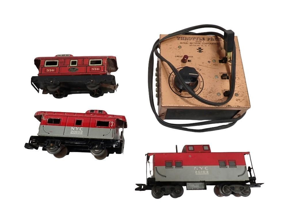 Model Train Lot including Throttle Pack Model 3 Transformer and Caboose Train Cars including Marx (1 of 9)
