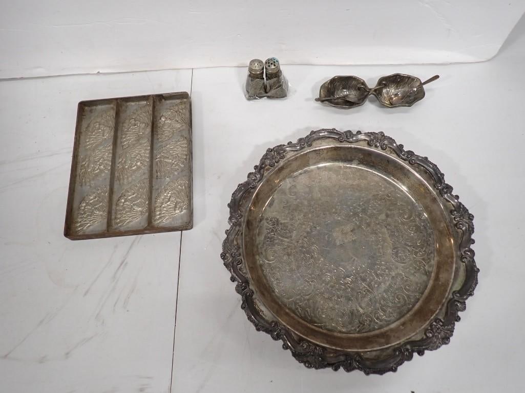 Antique Anton Reiche metal Chocolate or Confectionery Mold, Metal Serving Tray, Salt and Pepper Shak (1 of 11)