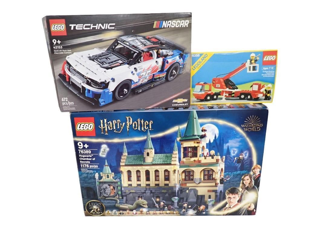 Lego Set Lot including Technic NASCAR 42153, Legoland 6358, Harry Potter 76389 - comes as shown: Lego Set Lot including Technic NASCAR 42153, Legoland 6358, Harry Potter 76389 - comes with everything as shown - not checked for completeness All pictures are considered part of the description and s