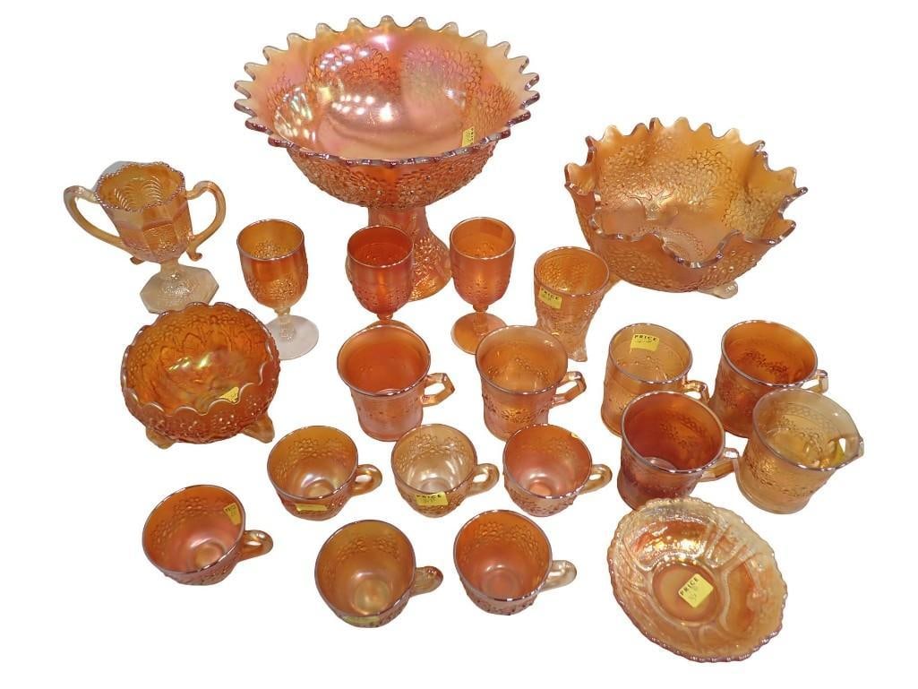 Large Set of Fenton Marigold Carnival Glass Orange Tree Pattern (1 of 20)