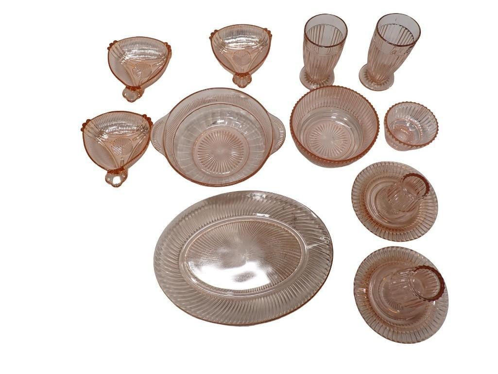 Lot of Misc Pink Depression Glass incl Oyster and Pearl and Queen Mary (1 of 14)
