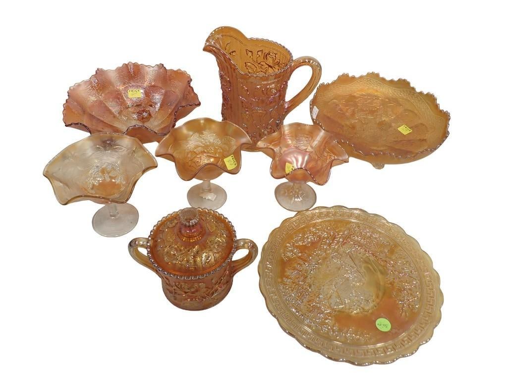 Large Lot of Carnival Glass Footed Bowls, incl Fenton, Imperial, Etc (1 of 20)