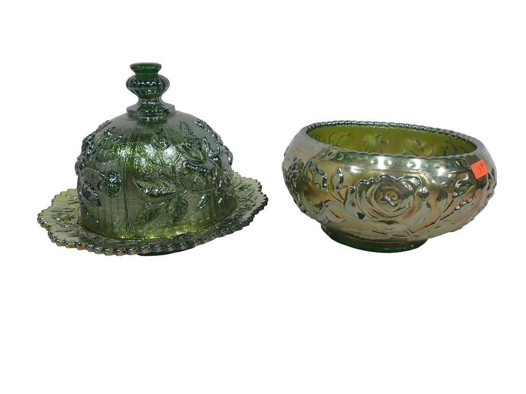 Imperial Open Rose or Lustre Rose Bowl and Covered Butter Dish (1 of 13)
