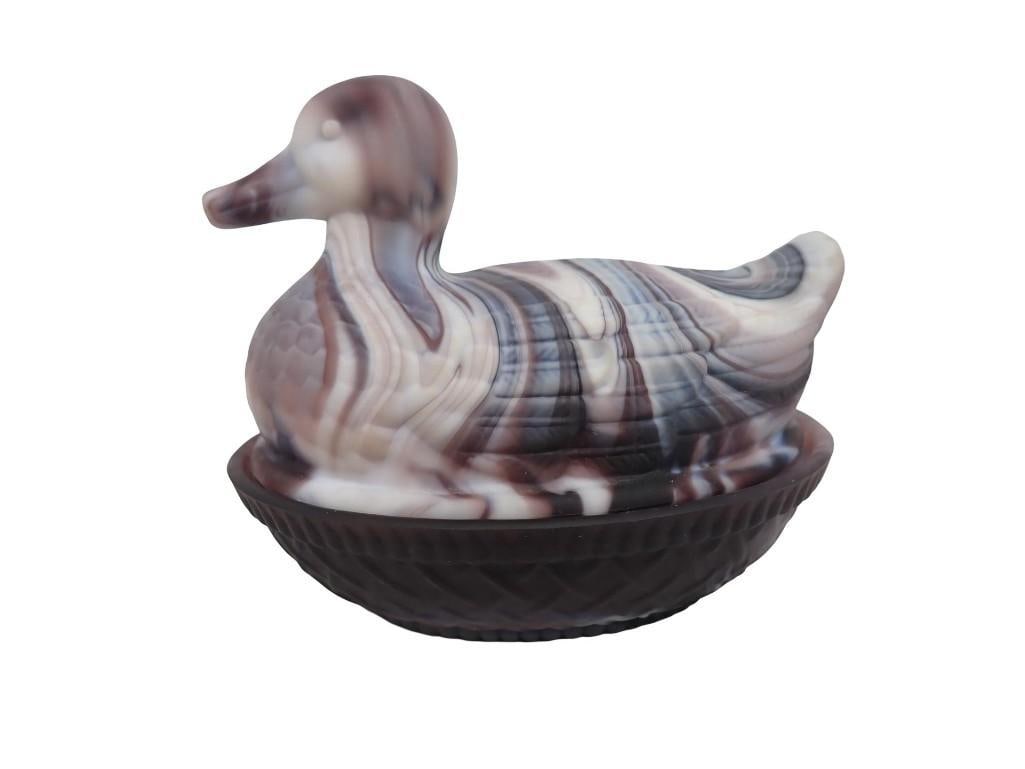 Imperial Glass Purple Slag Satin Finish Duck on Nest (1 of 10)