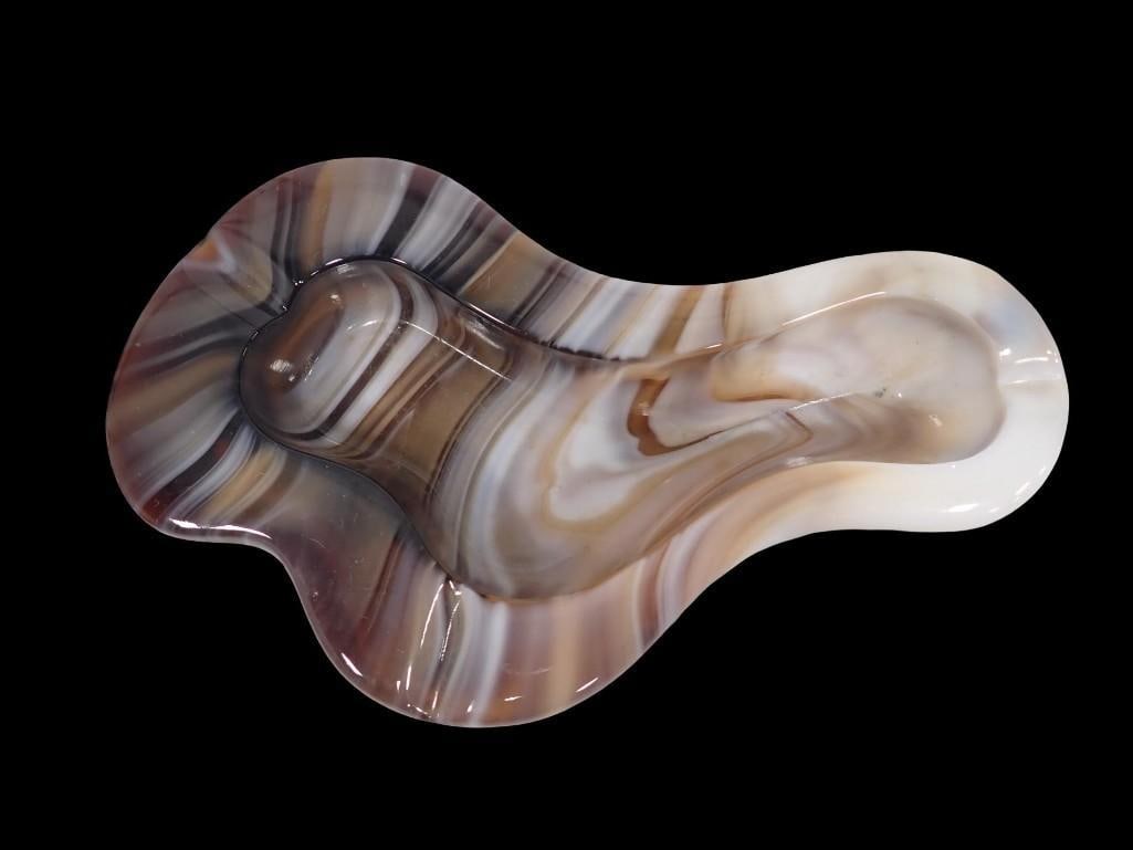 Slag Glass Ashtray: Slag Glass Ashtray All pictures are considered part of the description and should be examined carefully by bidders. Live Auctioneers is now offering Live Shipping through them. This is an optional pay