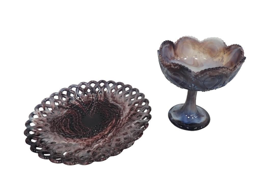 Antique Victorian Slag Compote Late 19th Century British Glass Works either Sowerby or Davidson (1 of 12)