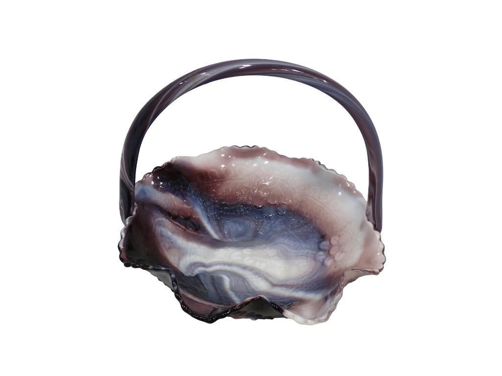 Large Fenton Amethyst Slag Glass Basket (1 of 6)