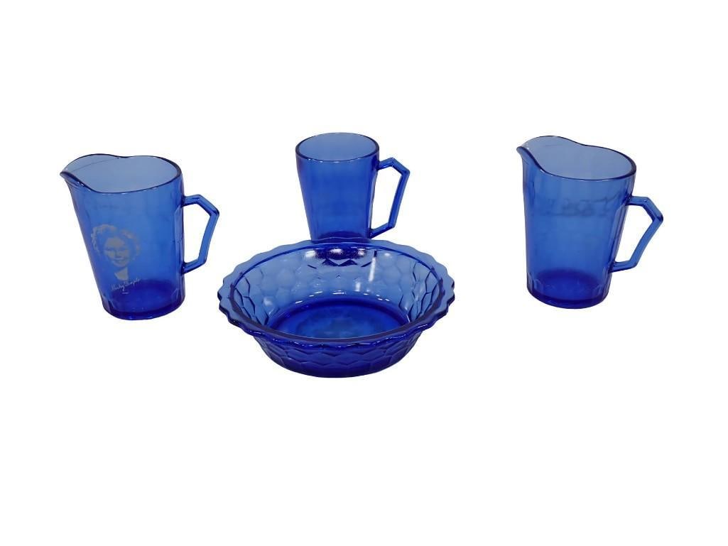 4 pc Shirley Temple Cobalt Blue Glass (1 of 7)