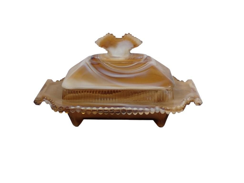 Caramel Slag And of Day Imperial Glass Covered Dish or Trinket Box (1 of 7)