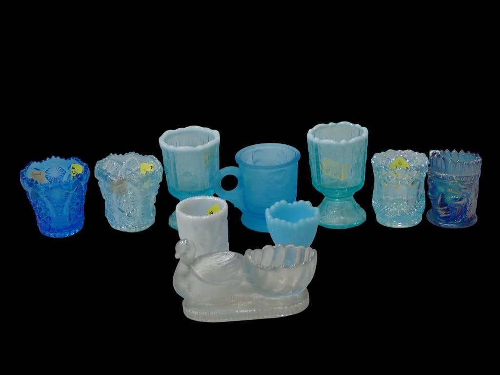 Asst Toothpick Holders incl Blue, Iridescent, Turkey, St Clair, Opalescent, etc (1 of 11)