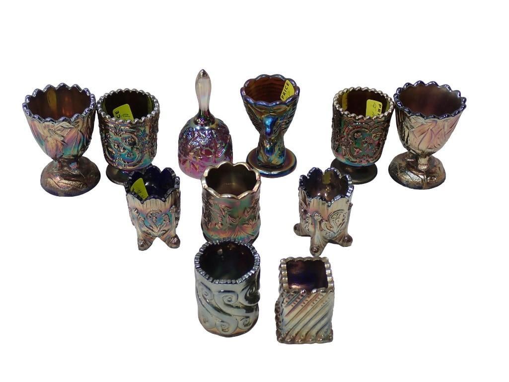 Asst Toothpick Holders, Etc incl Bunny Toothpick Holder, Opalescent Bell, Carnival Glass, etc (1 of 12)