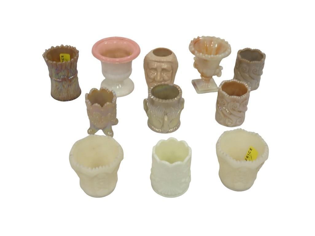 Asst Toothpick Holders incl Almond Nouveau, Slag Glass, etc (1 of 12)