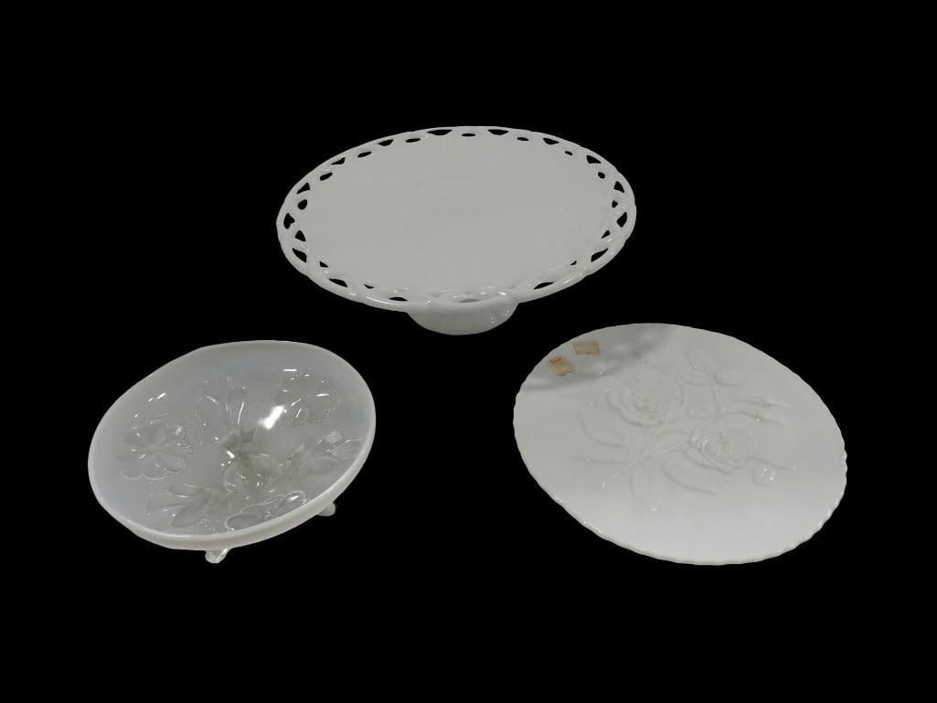 Opalescent Tri Footed Dish, Imperial Open Rose Serving Plate, Footed Cake Stand (1 of 11)