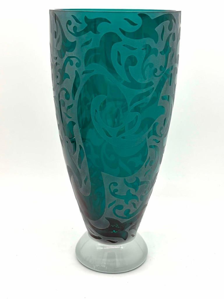 Michael Wheems Frosted Juniper Green Large Vase, Signed (1 of 10)