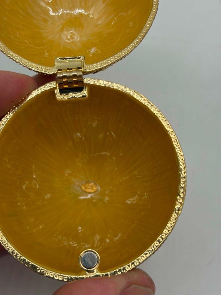 Imperial Coronation Faberge Style Mini Jeweled Egg & Coach Trinket Box - 4