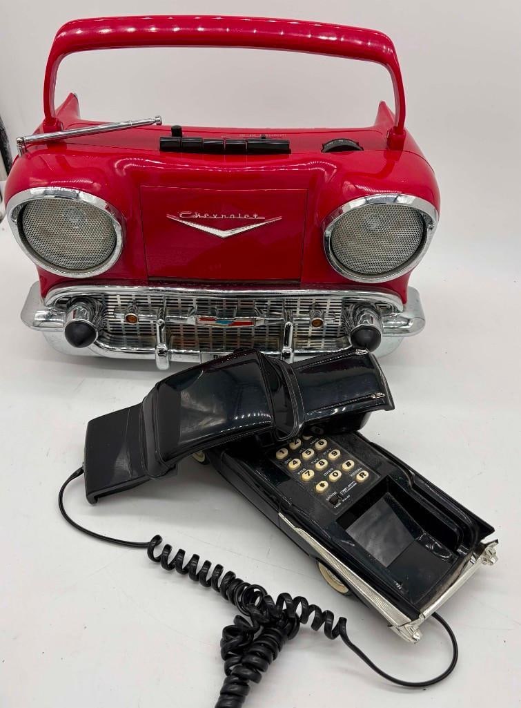 Vintage Chevy Radio Cassette & Telemania Telephone: Vintage Chevy Radio Cassette & Telemania Telephone. Appears To Be In Good Condition, But Untested. . All Pictures Are Considered Part Of The Description And Should Be Examined Carefully By Bidders.. L