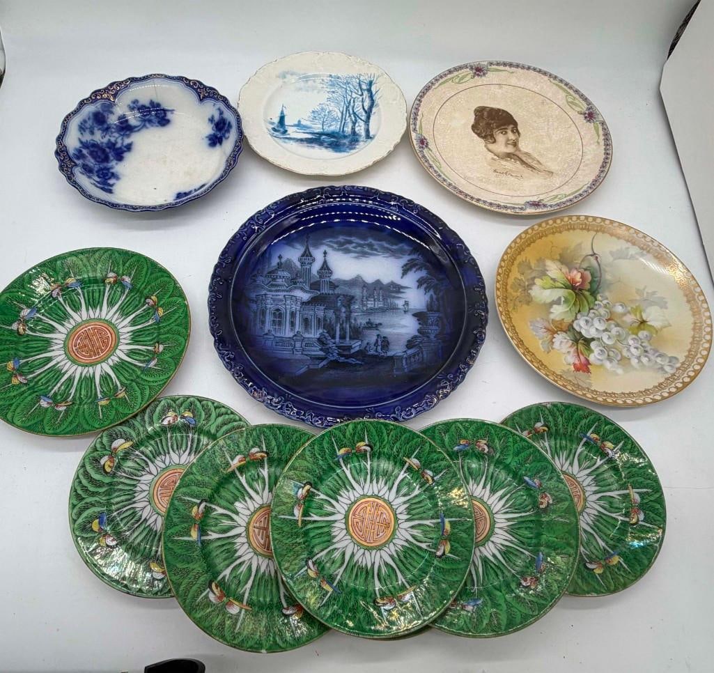 Lot Of 12 Antique Collector Plates, Flow Blue, Chinese And More (1 of 9)