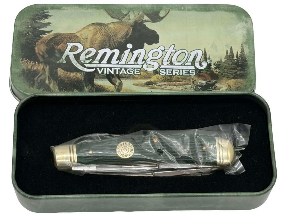 Nos Remington Vintage Series Green Bone Knife, Bullet Emblem: Nos Remington Vintage Series Green Bone Knife, Bullet Emblem. Never Out Of Plastic. . All Pictures Are Considered Part Of The Description And Should Be Examined Carefully By Bidders.. Live Auctioneers