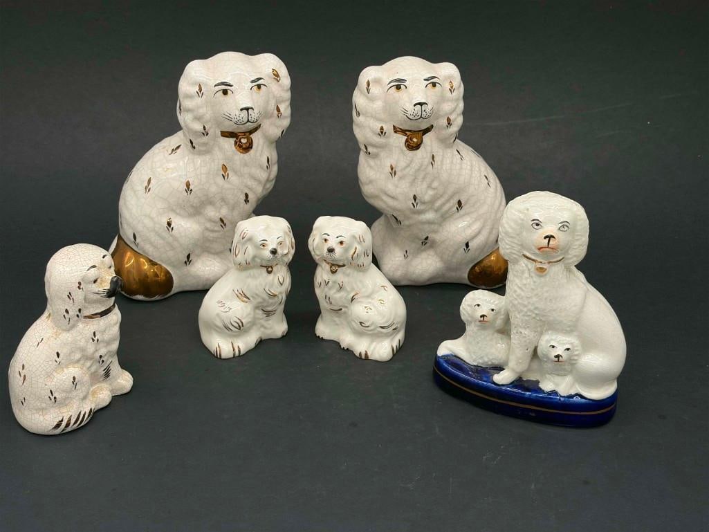 Lot Of 6 Vintage Porcelain Staffordshire Dogs (1 of 5)