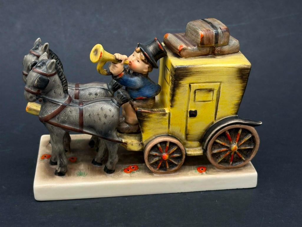 Hummel Goebel 226 Coach Porcelain Figurine: Hummel Goebel 226 Coach Porcelain Figurine. No Chips, Very Nice. . All Pictures Are Considered Part Of The Description And Should Be Examined Carefully By Bidders.. Live Auctioneers Is Now Offering Li