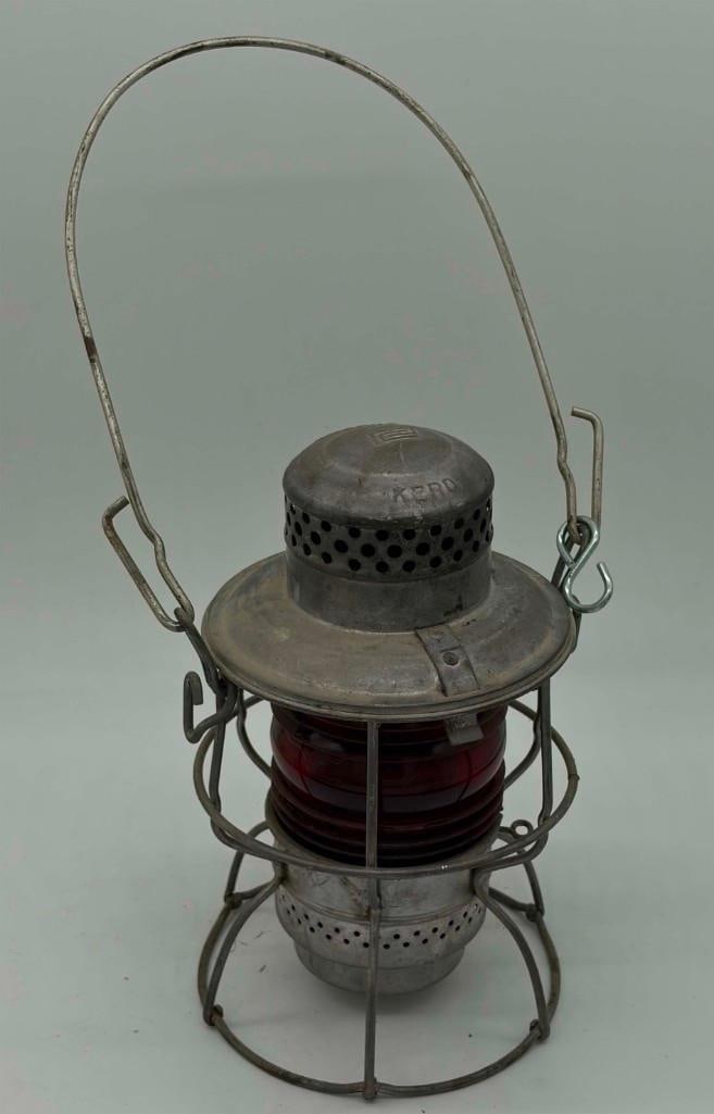 Adlake Antique Railroad Lantern Kero With Red Glass (1 of 10)