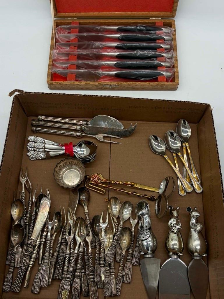 Lot Of Small Spoons, Forks, Knives, Rope Tassel Handles Gottinghen And More: Lot Of Small Spoons, Forks, Knives, Rope Tassel Handles Gottinghen And More. . . All Pictures Are Considered Part Of The Description And Should Be Examined Carefully By Bidders.. Live Auctioneers Is N