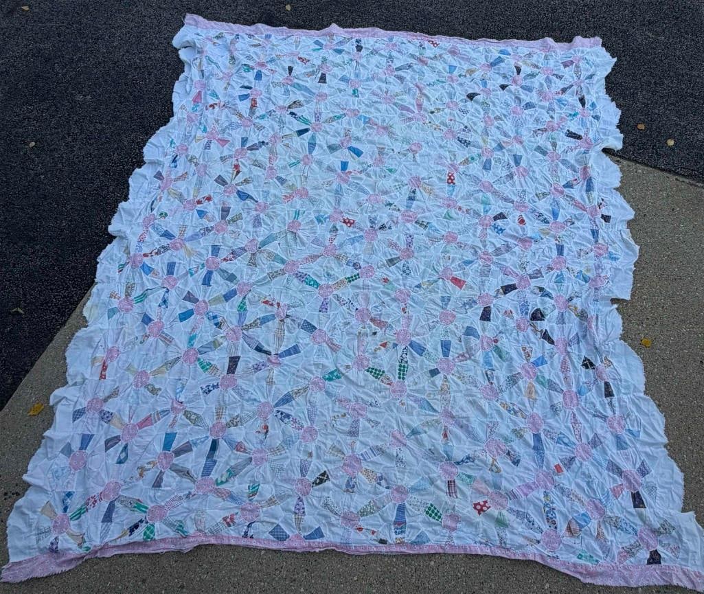Pinwheel Quilt Top, Needs Some Luvin. Has A Few Holes Here And There, As Is (1 of 8)