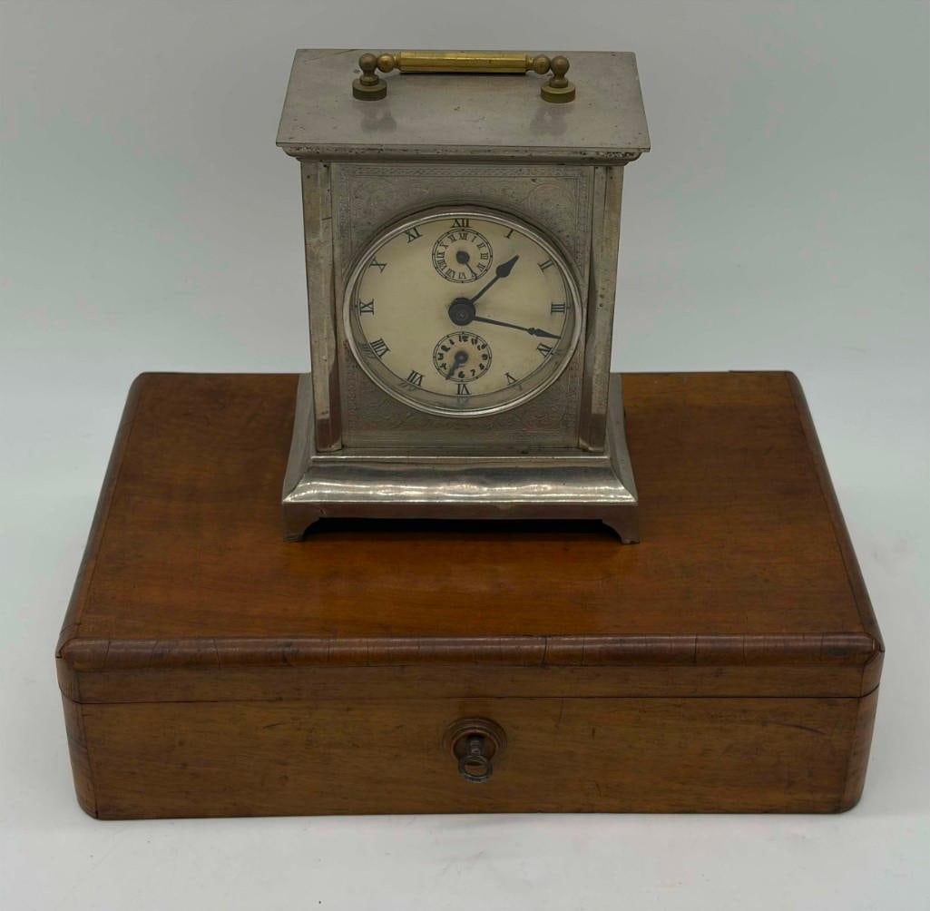 A Antique Victorian Travel Desk And Carriage Clock: A Antique Victorian Travel Desk And Carriage Clock. All Pictures Are Considered Part Of The Description And Should Be Examined Carefully By Bidders.. Live Auctioneers Is Now Offering Live Shippi