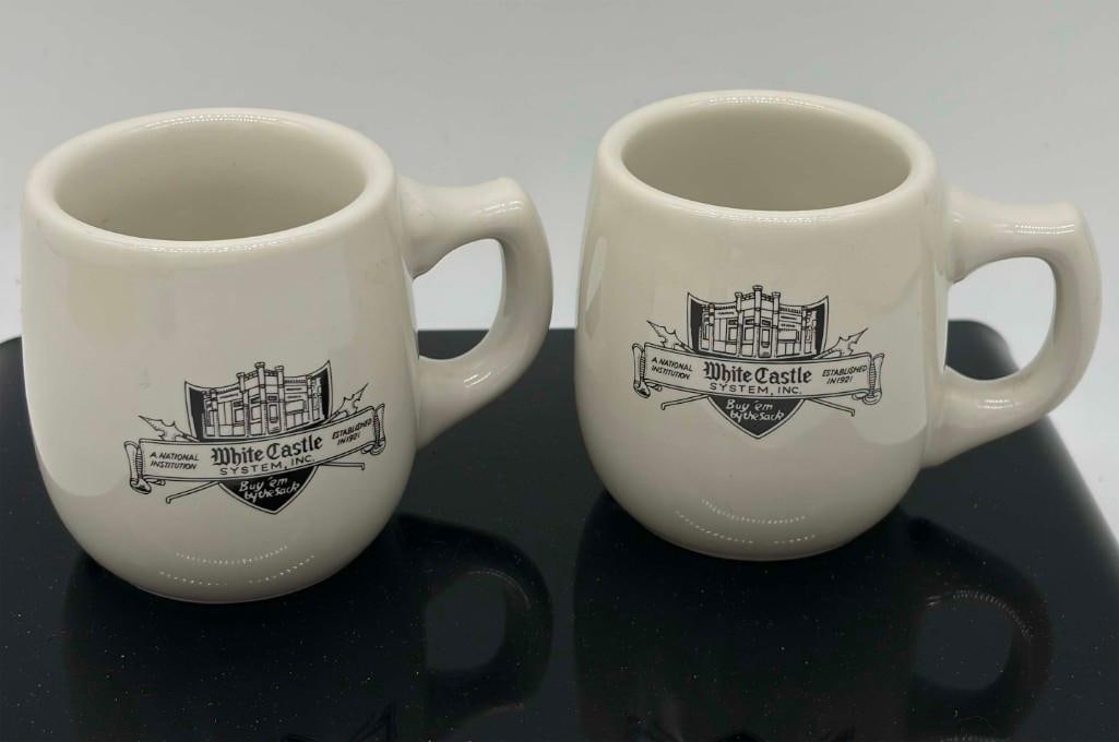 Pair Of Vintage White Castle System Inc Coffee Cups Or Mugs (1 of 6)